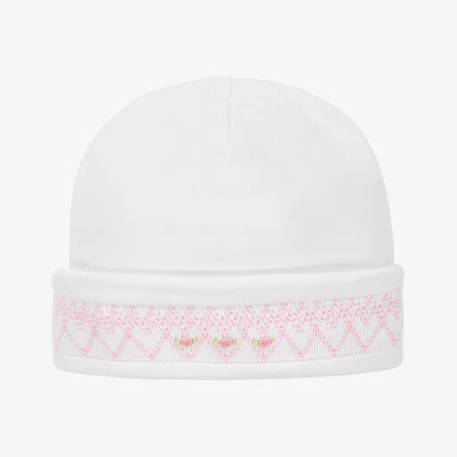 Kissy Kissy-Baby Girls White Smocked Summer Bishop Hat | Childrensalon