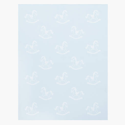 Kissy Kissy-بطانية قطن محبوك لون أزرق و أبيض (90سم) | Childrensalon