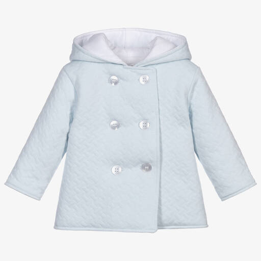 Kissy Kissy-Blue Pima Cotton Jacquard Coat | Childrensalon