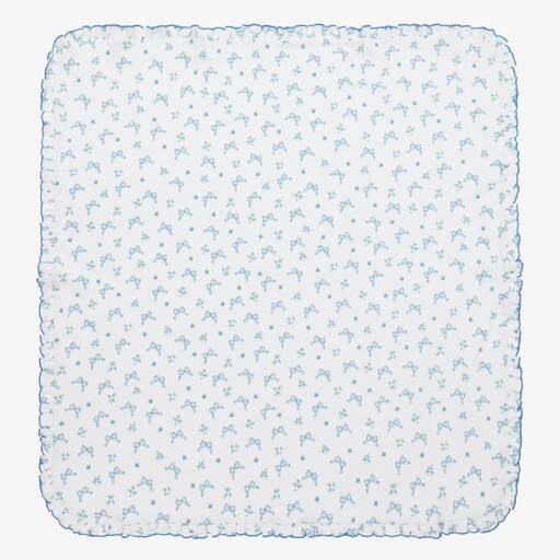 Kissy Kissy-Girls Blue Blooming Bows Cotton Blanket (73cm) | Childrensalon