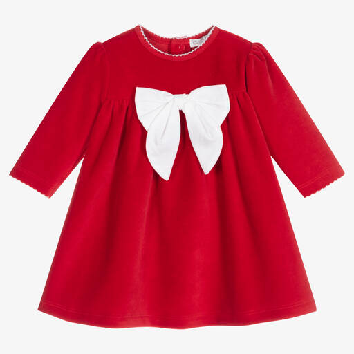 Kissy Kissy-Girls Red & White Velour Santa's Sleigh Dress | Childrensalon