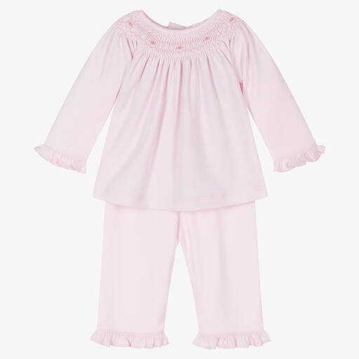 Kissy Kissy-Pink Pima Cotton Fall Bishop Trouser Set | Childrensalon