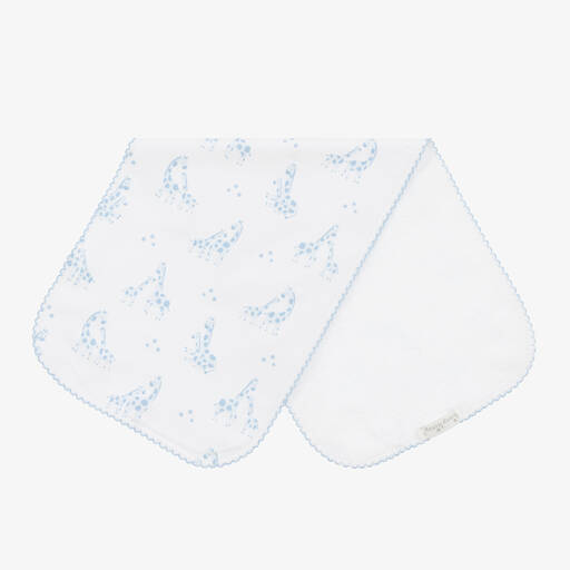 Kissy Kissy-White & Blue Giraffe Glee Cotton Burp Cloth (48cm) | Childrensalon