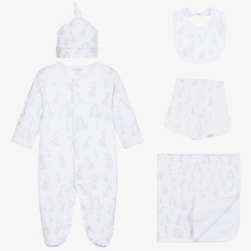Kissy Kissy-White Giraffe Pima Cotton Babysuit Gift Set | Childrensalon