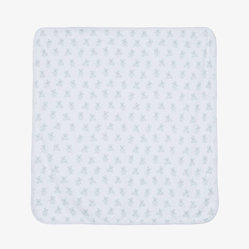 Kissy Kissy-White & Grey Beary Plaid Baby Blanket (72cm) | Childrensalon