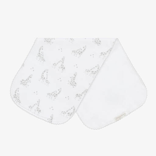 Kissy Kissy-White & Grey Giraffe Glee Cotton Burp Cloth (48cm) | Childrensalon
