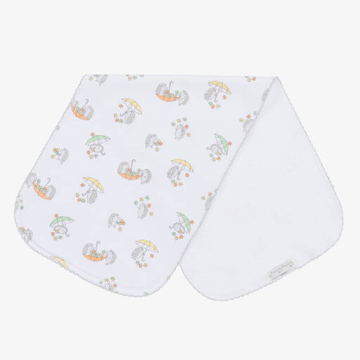 Kissy Kissy-White Hedgehogs Fall Showers Burp Cloth (48cm) | Childrensalon