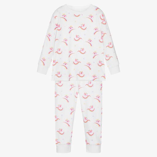 Kissy Kissy-White Pima Cotton Unicorn Sparkles Pyjamas | Childrensalon