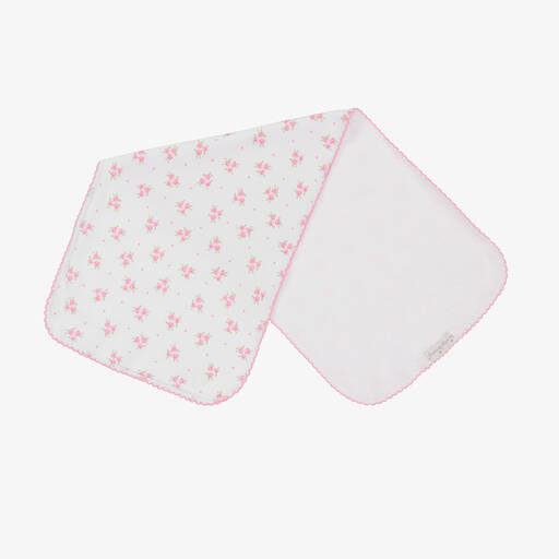 Kissy Kissy-White Rosy Tea Time Cotton Burp Cloth (47cm) | Childrensalon