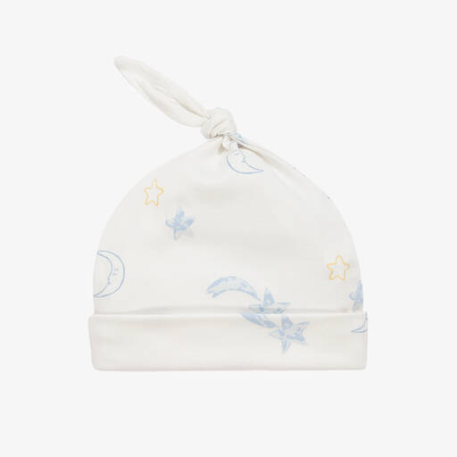 Kissy Love-Baby Boys Ivory Starry Sky Pima Cotton Hat | Childrensalon