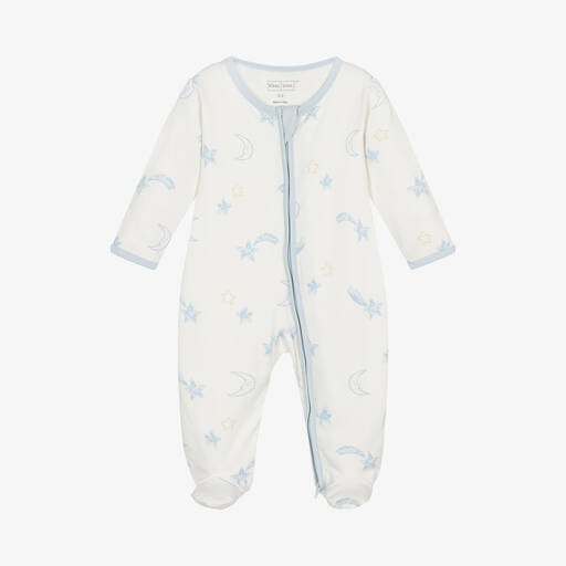 Kissy Love-Boys Ivory Cotton Starry Sky Babygrow | Childrensalon