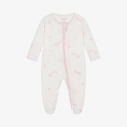 Kissy Love-Girls Ivory Cotton Starry Sky Babygrow | Childrensalon