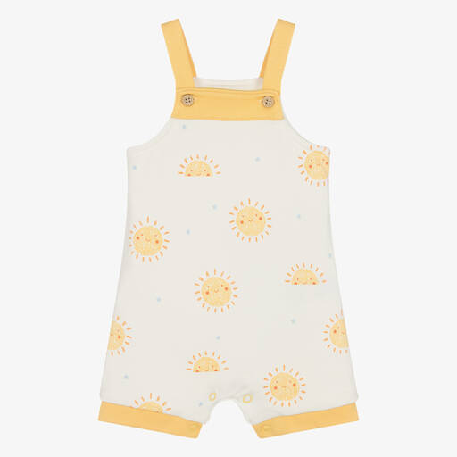 Kissy Love-Ivory & Yellow Sunny Day Baby Dungarees | Childrensalon