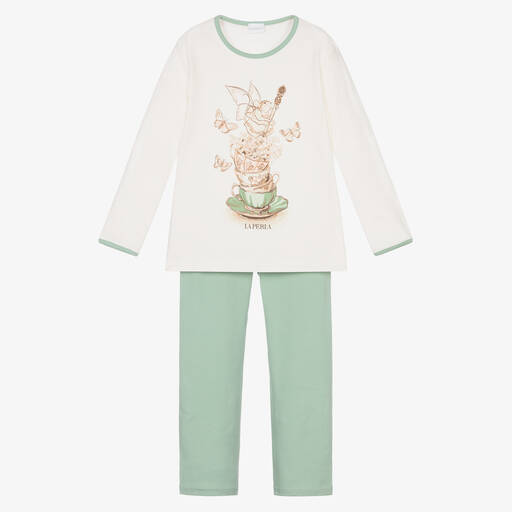 La Perla-Girls Green Cotton Pyjamas | Childrensalon