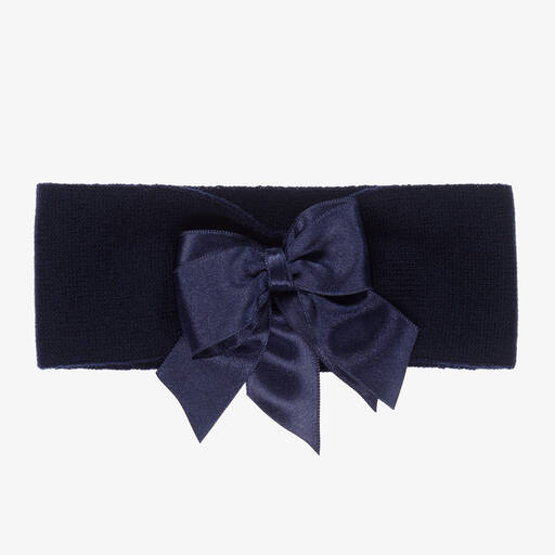 La Perla-Navy Blue Wool Bow Headband | Childrensalon