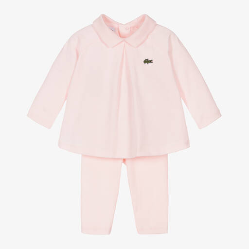 Lacoste-Baby Girls Pink Cotton Leggings Set | Childrensalon