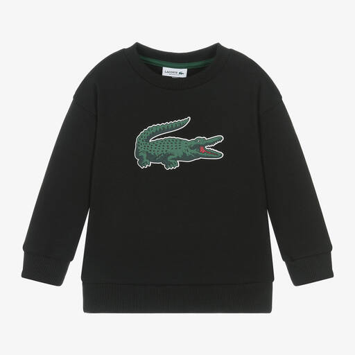 Lacoste-Black Organic Cotton Crocodile Sweatshirt | Childrensalon