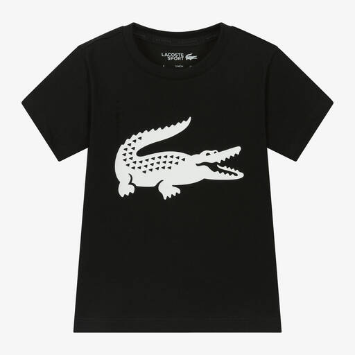 Lacoste-Черная хлопковая футболка для мальчиков | Childrensalon