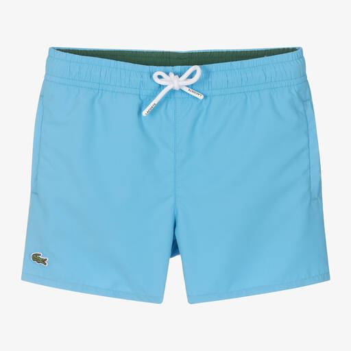 Lacoste-Boys Blue Crocodile Swim Shorts | Childrensalon