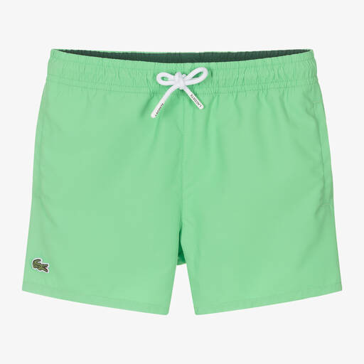 Lacoste-Boys Green Crocodile Swim Shorts | Childrensalon