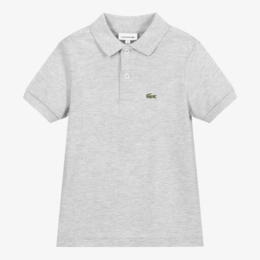 Lacoste-Boys Grey Cotton Piqué Polo Shirt | Childrensalon