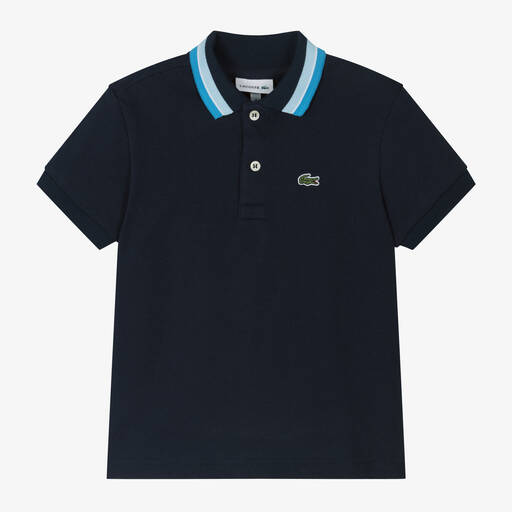 Lacoste-Boys Navy Blue Cotton Piqué Polo Shirt | Childrensalon