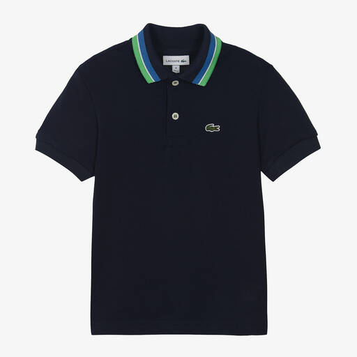Lacoste-Boys Navy Blue Cotton Polo Shirt | Childrensalon