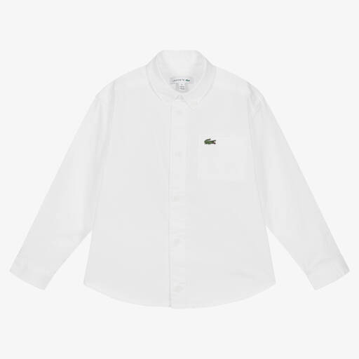 Lacoste-Boys White Cotton Shirt | Childrensalon