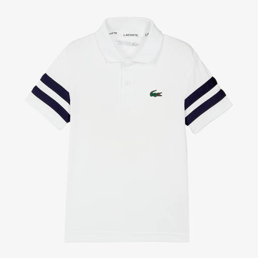 Lacoste-Boys White Ultra Dry Polo Shirt (UPF30) | Childrensalon