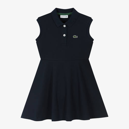 Lacoste-Girls Navy Blue Cotton Polo Dress | Childrensalon