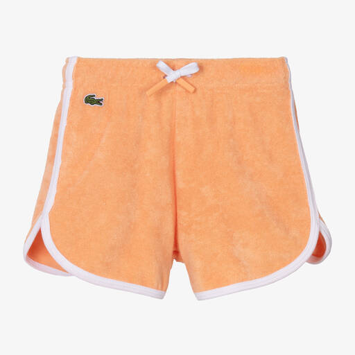 Lacoste-Girls Orange Towelling Shorts | Childrensalon