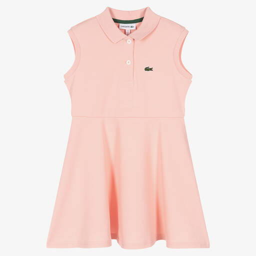Lacoste-Girls Pink Cotton Polo Dress | Childrensalon