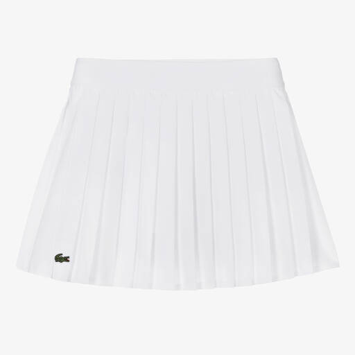 Lacoste-Girls White Pleated Tennis Skirt  | Childrensalon