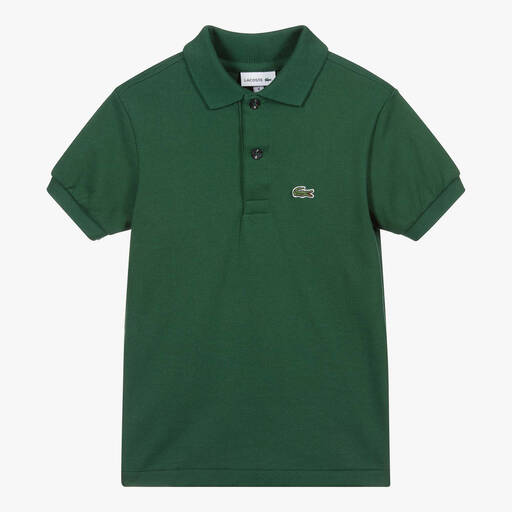Lacoste-Green Cotton Crocodile Polo Shirt | Childrensalon