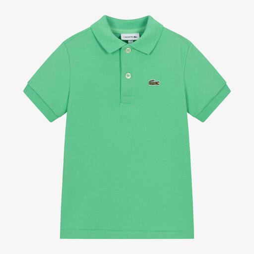 Lacoste-Green Cotton Crocodile Polo Shirt | Childrensalon