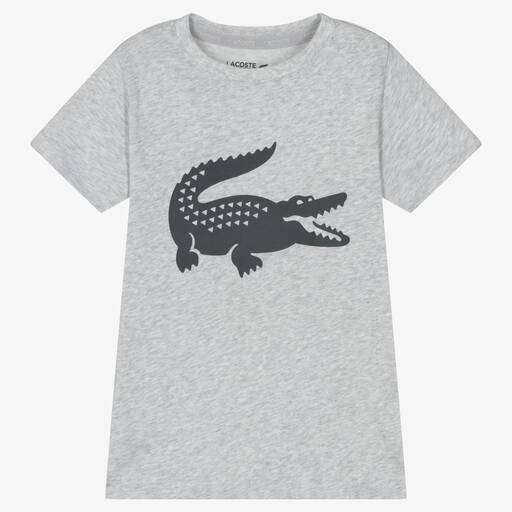 Lacoste-Graues Ultra Dry Baumwoll-T-Shirt | Childrensalon