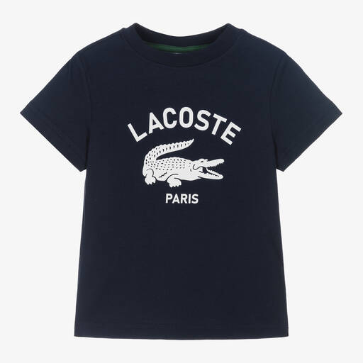 Lacoste-Navy Blue Organic Cotton T-Shirt | Childrensalon
