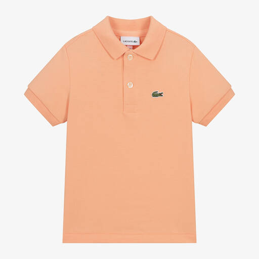 Lacoste-Orange Cotton Crocodile Polo Shirt | Childrensalon