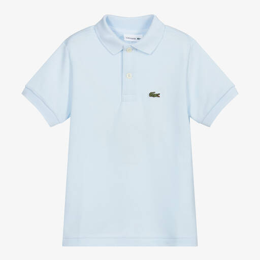 Lacoste-Pale Blue Cotton Crocodile Polo Shirt | Childrensalon