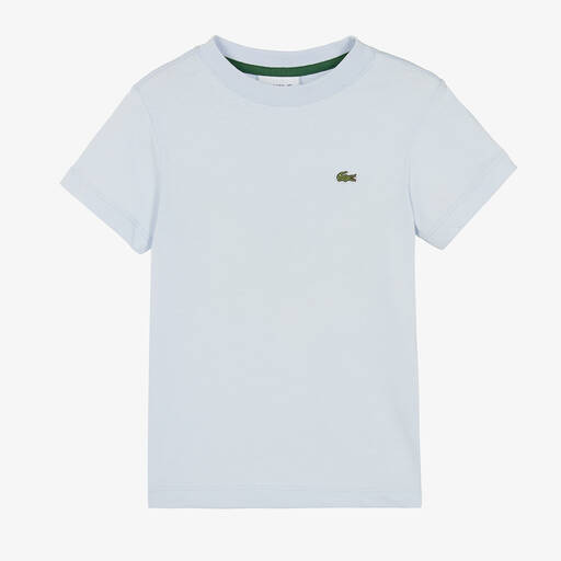Lacoste-Pale Blue Organic Cotton T-Shirt | Childrensalon