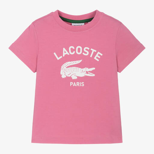 Lacoste-Pink Organic Cotton T-Shirt | Childrensalon