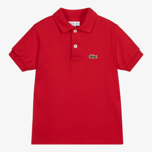 Lacoste-Красная рубашка поло из хлопка с крокодилом | Childrensalon