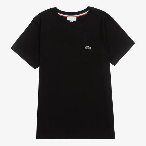 Lacoste-Черная хлопковая футболка | Childrensalon