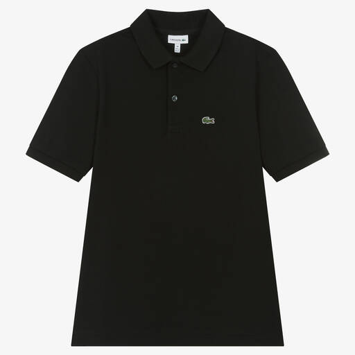 Lacoste-Teen Boys Black Cotton Piqué Polo Shirt | Childrensalon