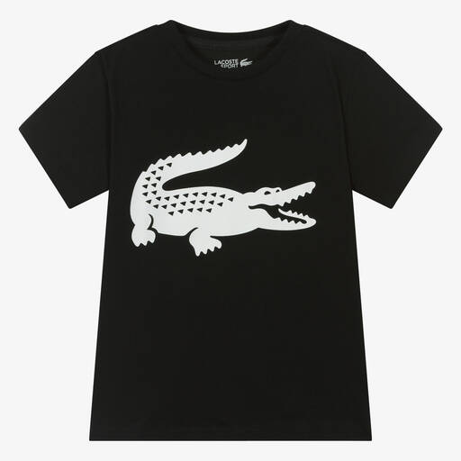 Lacoste-Teen Boys Black Ultra Dry Cotton T-Shirt | Childrensalon