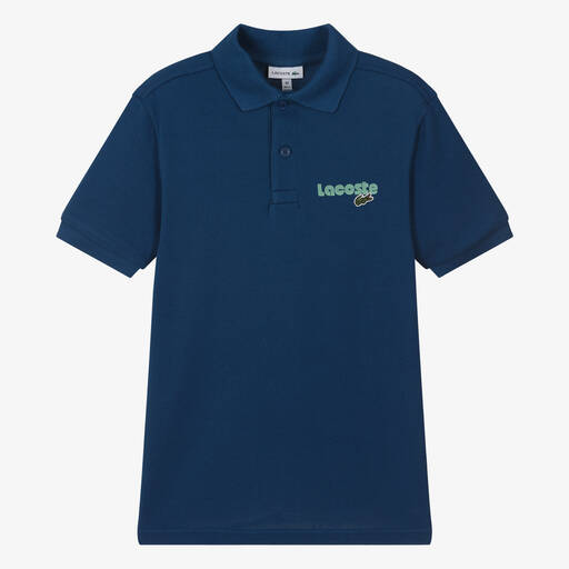 Lacoste-Teen Boys Blue Cotton Polo Shirt | Childrensalon