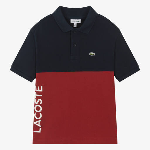 Lacoste-Teen Boys Blue & Red Cotton Polo Shirt | Childrensalon