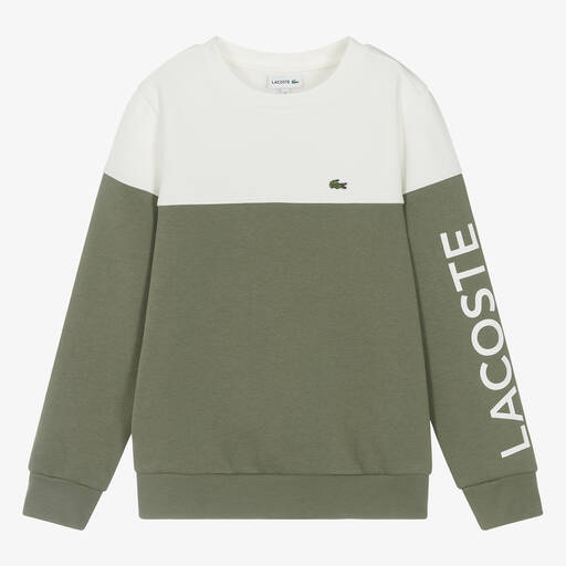 Lacoste-Teen Boys Green Colourblock Sweatshirt | Childrensalon