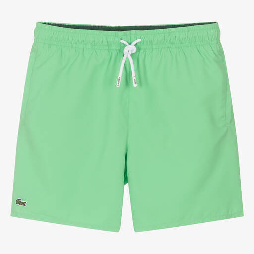 Lacoste-Teen Boys Green Crocodile Swim Shorts | Childrensalon