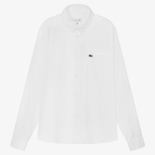Lacoste-Teen Boys White Cotton Shirt | Childrensalon